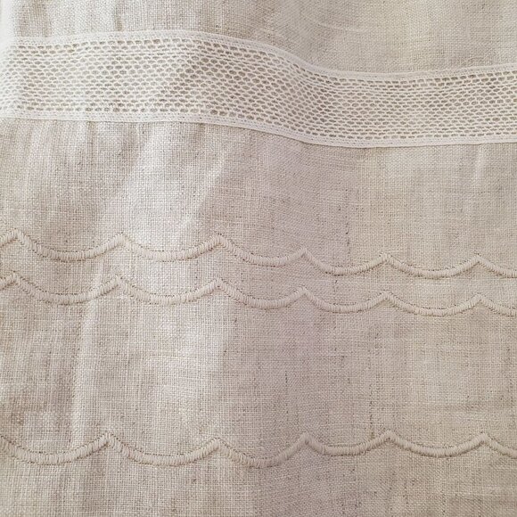 LOFT‎ 0 Beige Linen Skirt Side zip Boho Lace trim Cottagecore Lined - Picture 9 of 11
